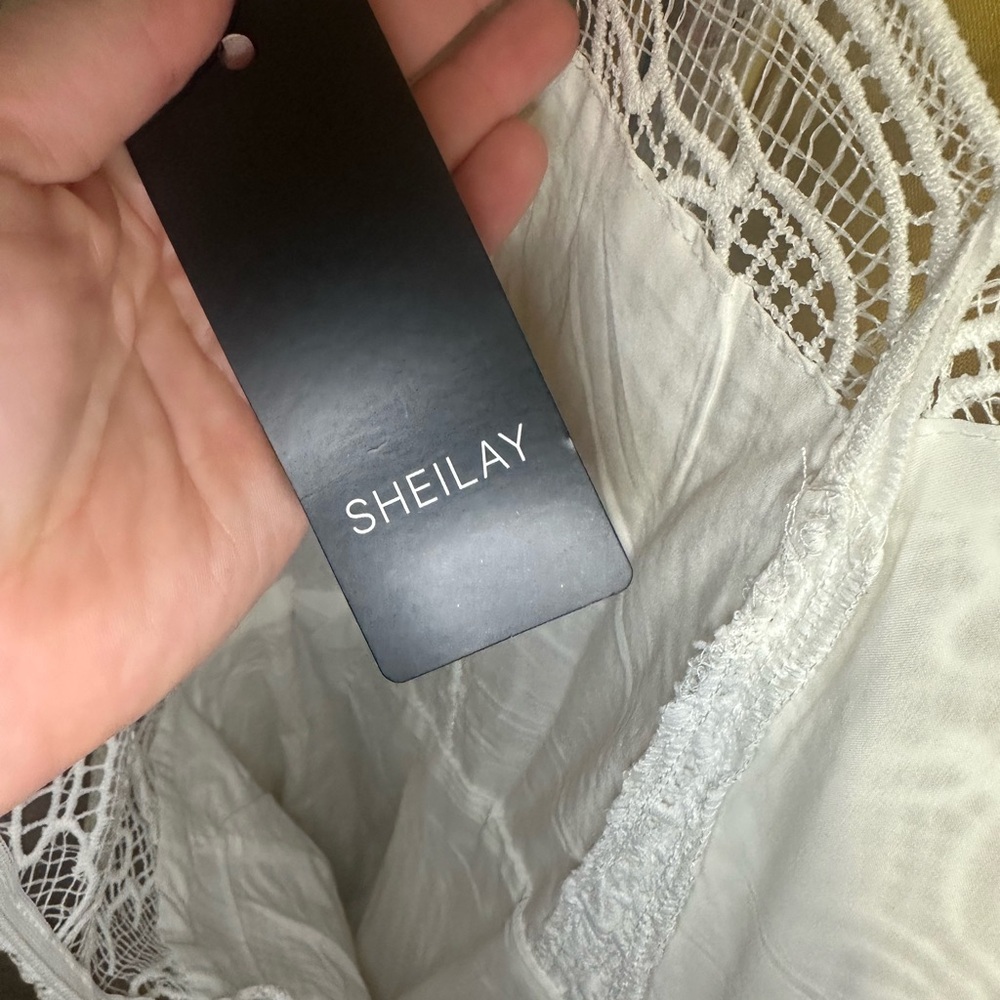 Sheilay White Lace Maxi Dress Mermaid Train Boho Bridal Sleeveless Size Large - Picture 4 of 6